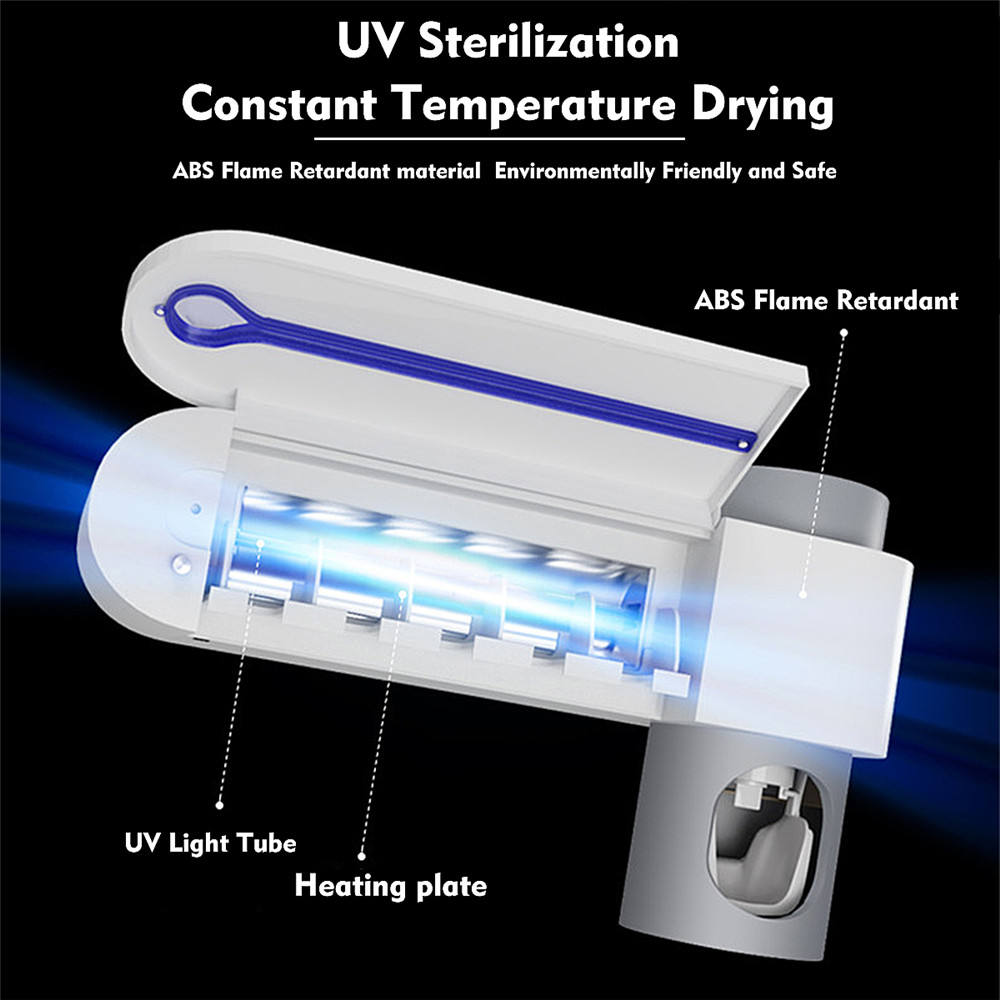 UV Toothbrush Sterilizer Holder – Wall Mounted Electric Toothbrush Sanitizer & Organizer