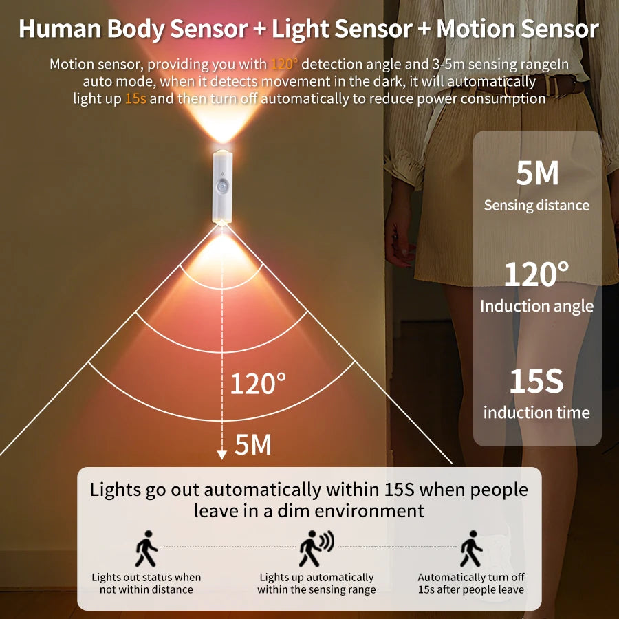 Body Sensor Magnetic Colorful Gradient LED Lamp – Motion Activated Wireless Night Light
