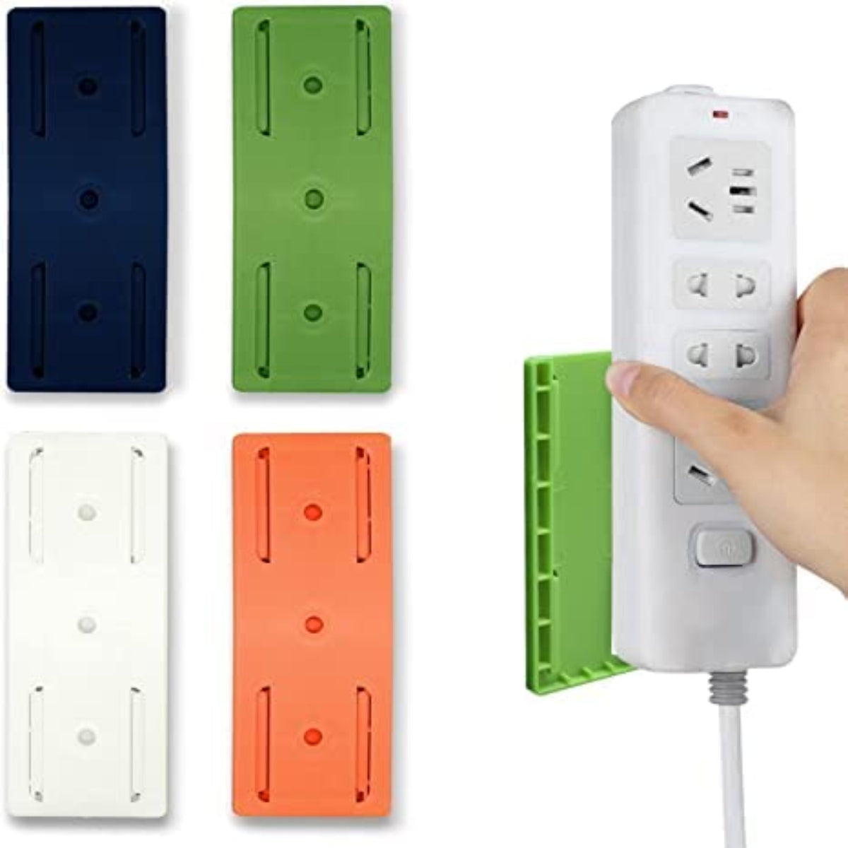 Adhesive Punch-Free Socket Holder – Pack of 2 Wall-Mounted Cable Organizer