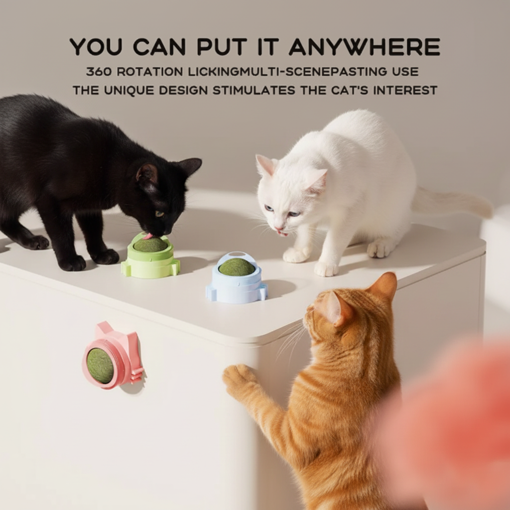 Catnip Wall-Mounted Treat Ball – Pack of 2 Interactive Cat Toy & Feeding Ball