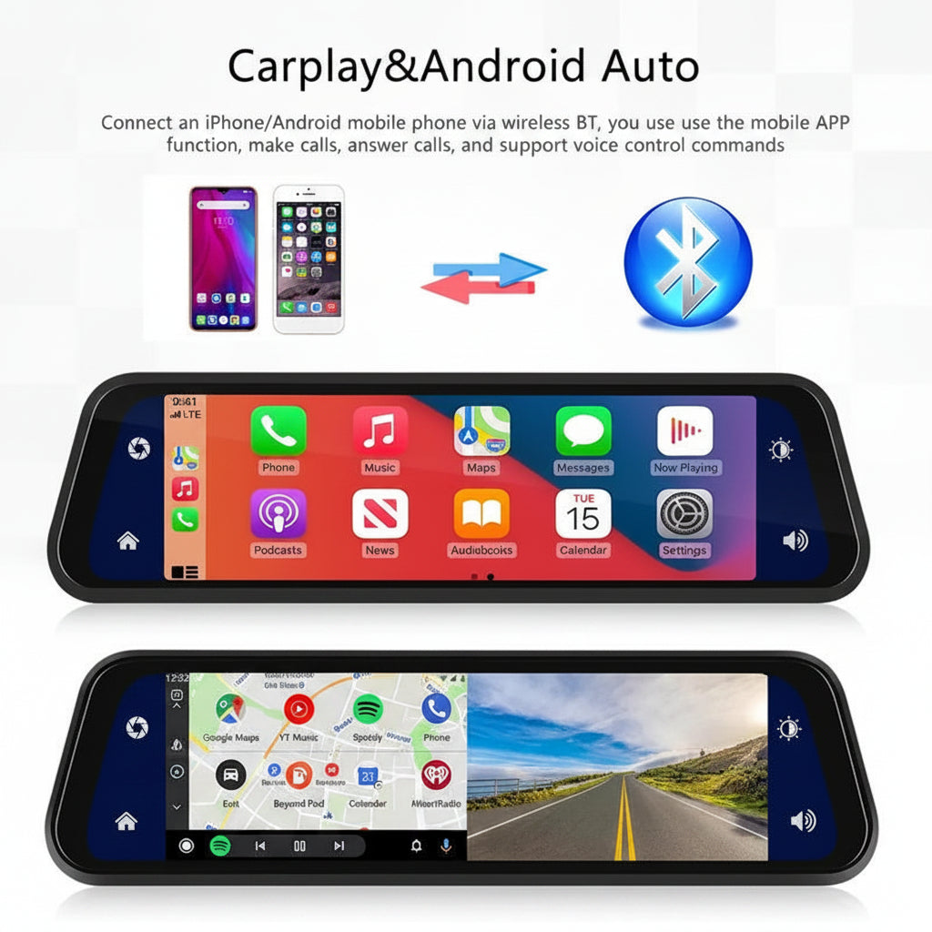 Dual Lens Dash Camera Mirror – Front & Rear Car Driving Recorder