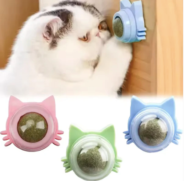 Catnip Wall-Mounted Treat Ball – Pack of 2 Interactive Cat Toy & Feeding Ball