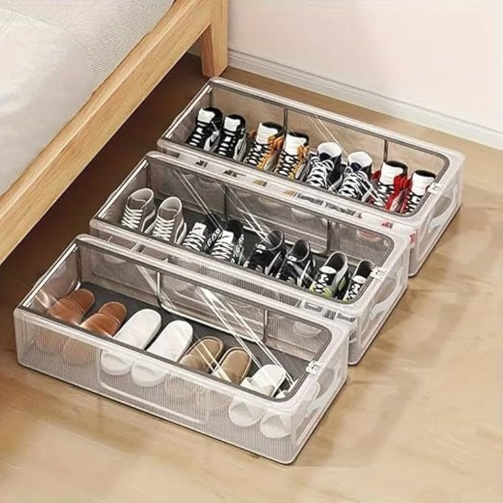 Transparent Shoe Storage Box – Clear Stackable Shoe Organizer Case