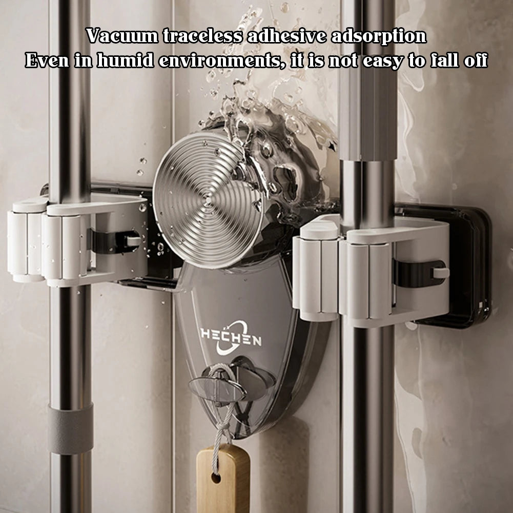 Wall Mount Mop Grippers – Self-Adhesive Broom & Cleaning Tool Holder