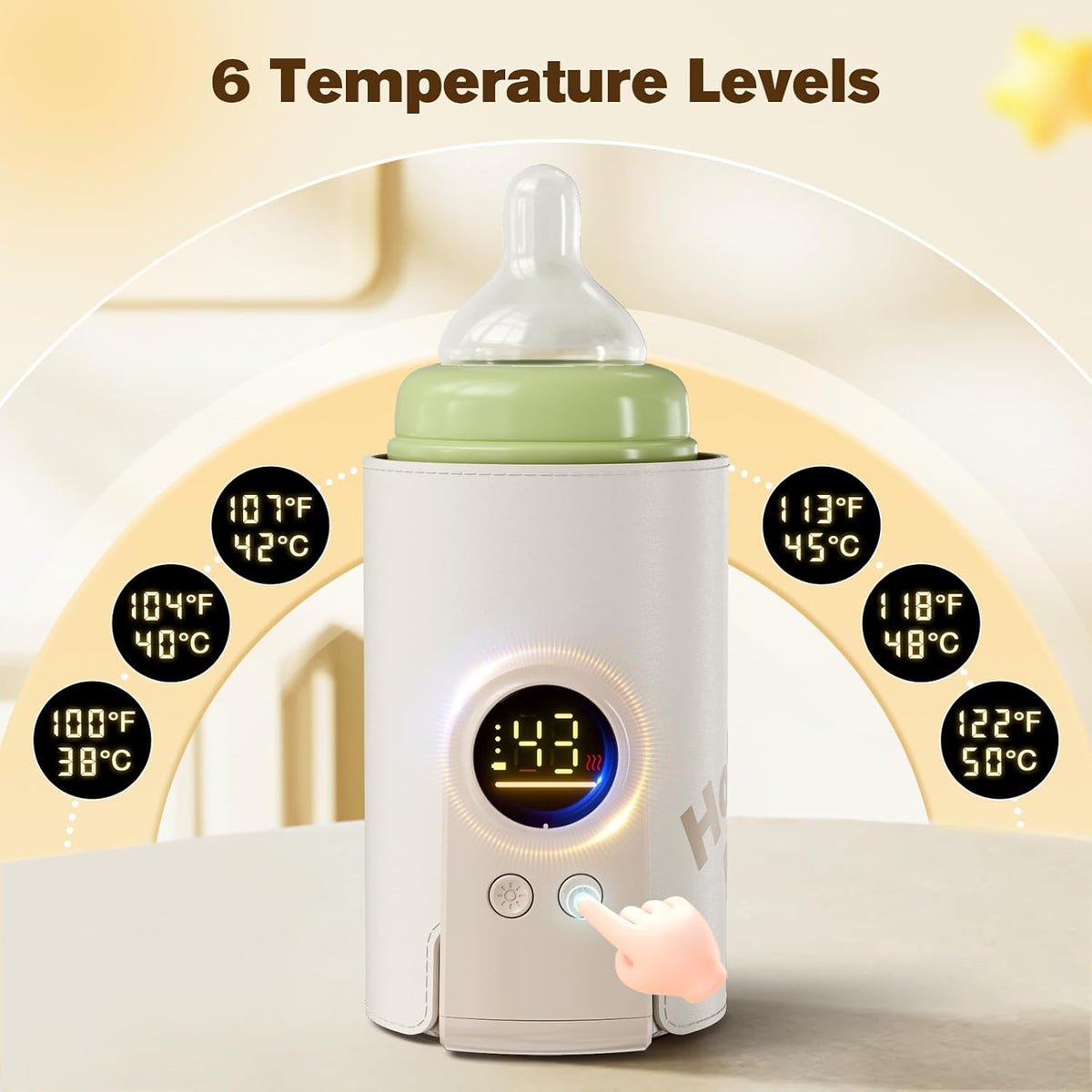 Portable Baby Bottle Warmer – 6-in-1 Travel Milk Warmer & Bottle Heating System
