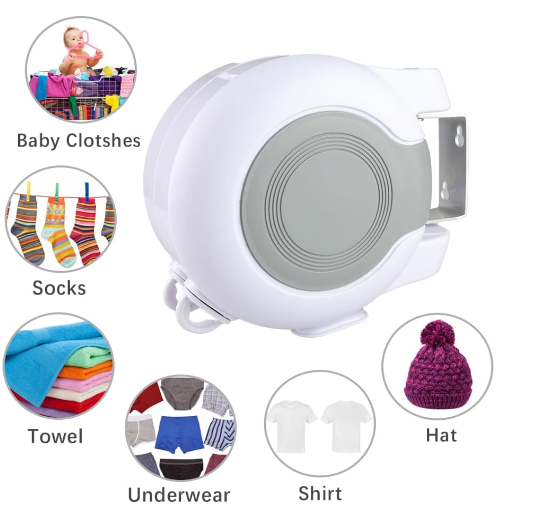 Wall Mount Retractable Double Clothesline – Adjustable Space-Saving Laundry Drying Rack