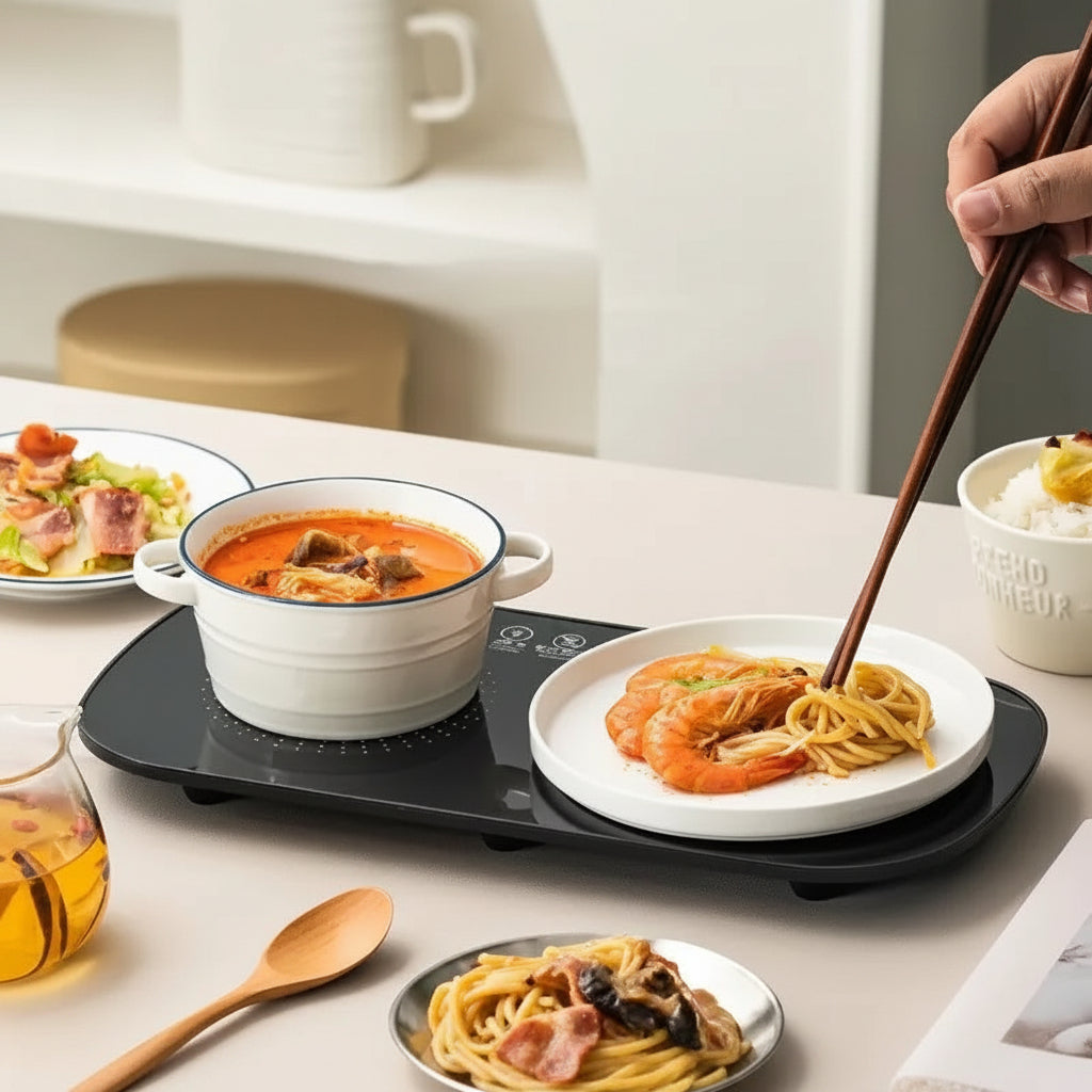 Multifunctional Electric Food Heating Glass Tray – Portable Food Warmer & Serving Plate