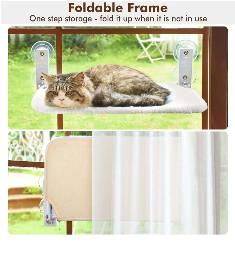 Foldable Cat Window Padded Perch – Cozy Space-Saving Cat Bed & Resting Seat