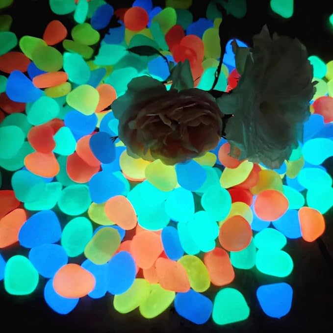 Glow in the Dark Garden Rocks – Pack of 100 Luminous Pebbles for Garden & Decor