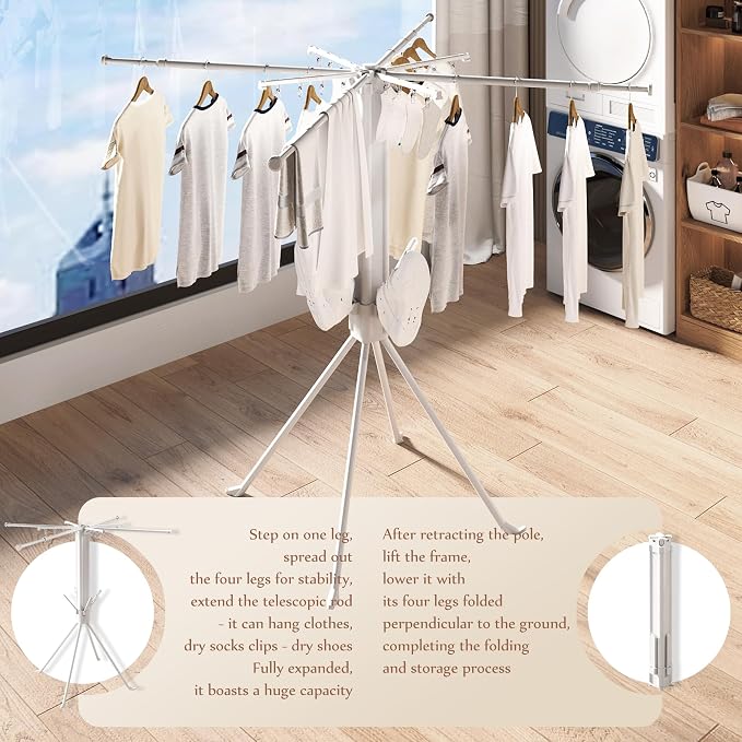 Multifunctional Outdoor Clothes Drying Rack – Foldable Space-Saving Laundry Hanger