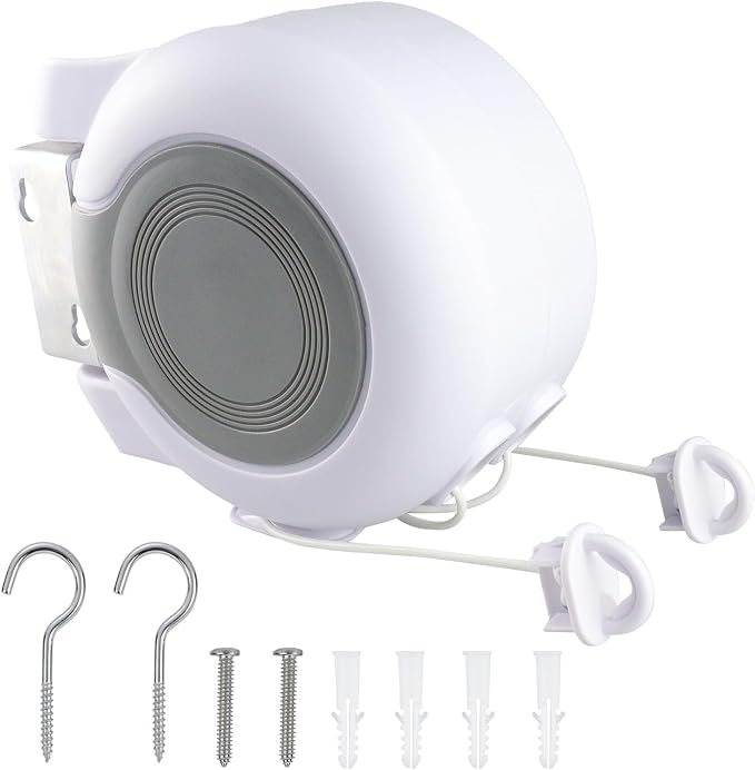 Wall Mount Retractable Double Clothesline – Adjustable Space-Saving Laundry Drying Rack