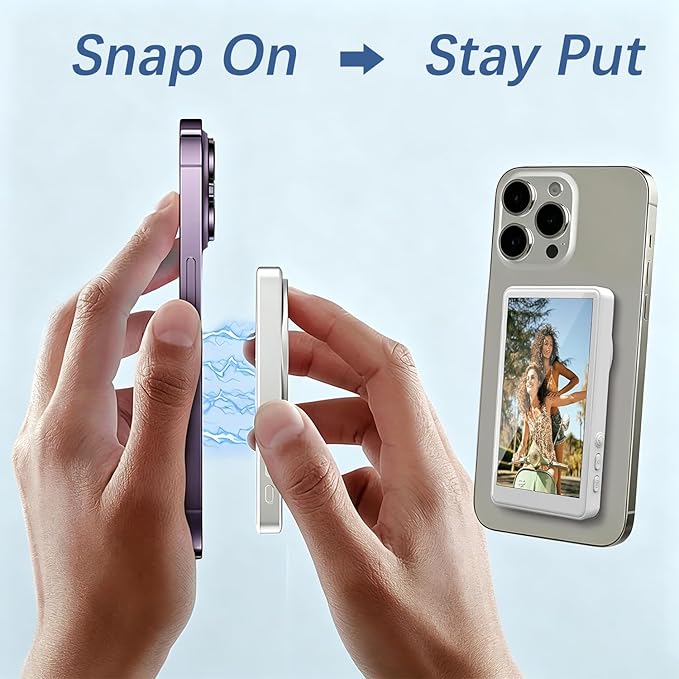 Wireless Magnetic Selfie Screen – Portable Rear Camera Monitor for iPhone Content Creation