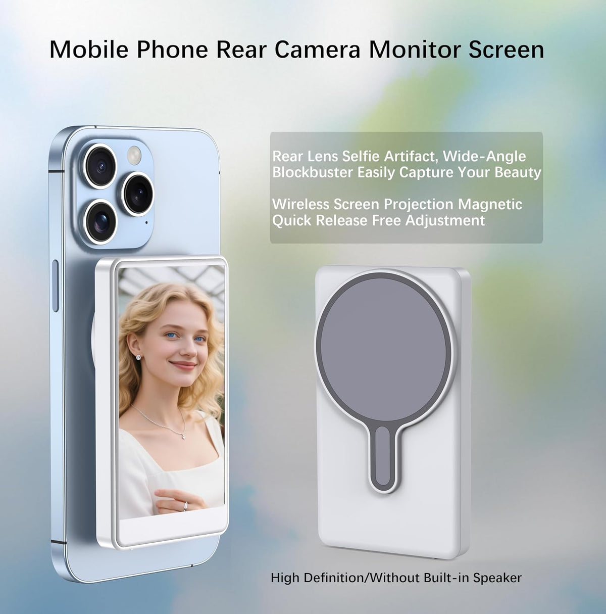 Wireless Magnetic Selfie Screen – Portable Rear Camera Monitor for iPhone Content Creation