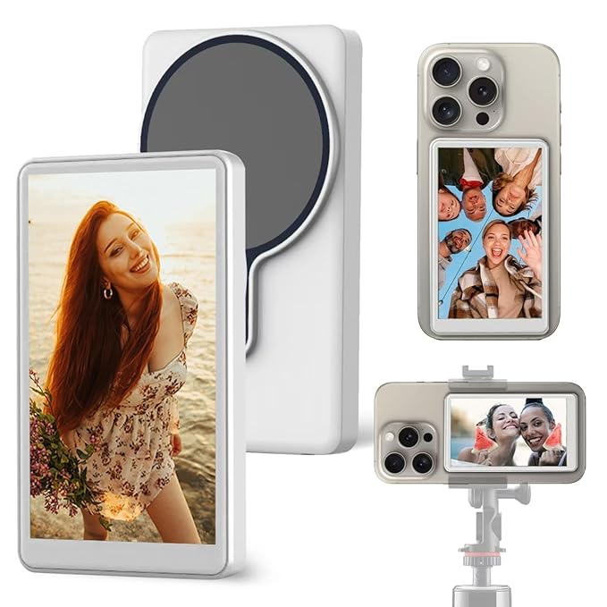 Wireless Magnetic Selfie Screen – Portable Rear Camera Monitor for iPhone Content Creation