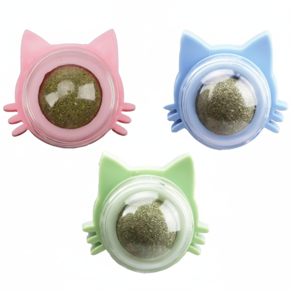 Catnip Wall-Mounted Treat Ball – Pack of 2 Interactive Cat Toy & Feeding Ball