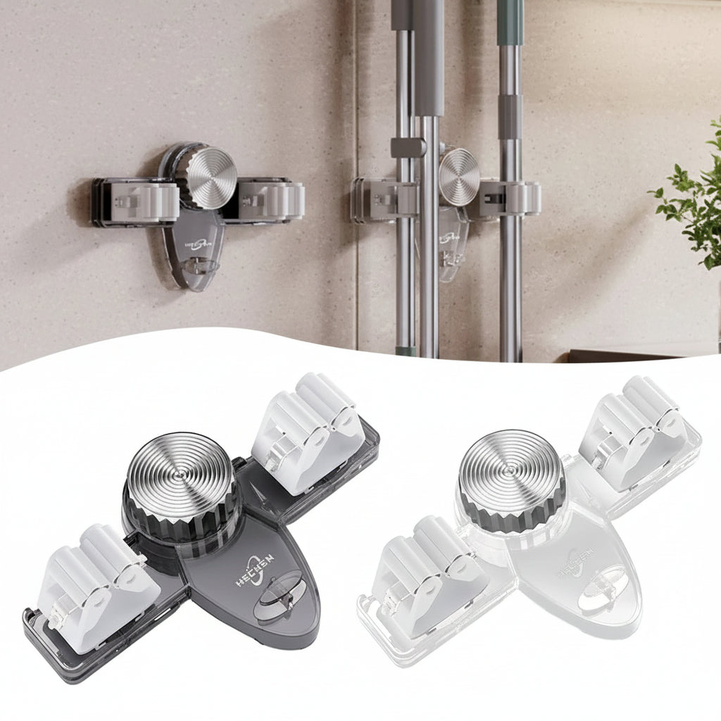 Wall Mount Mop Grippers – Self-Adhesive Broom & Cleaning Tool Holder