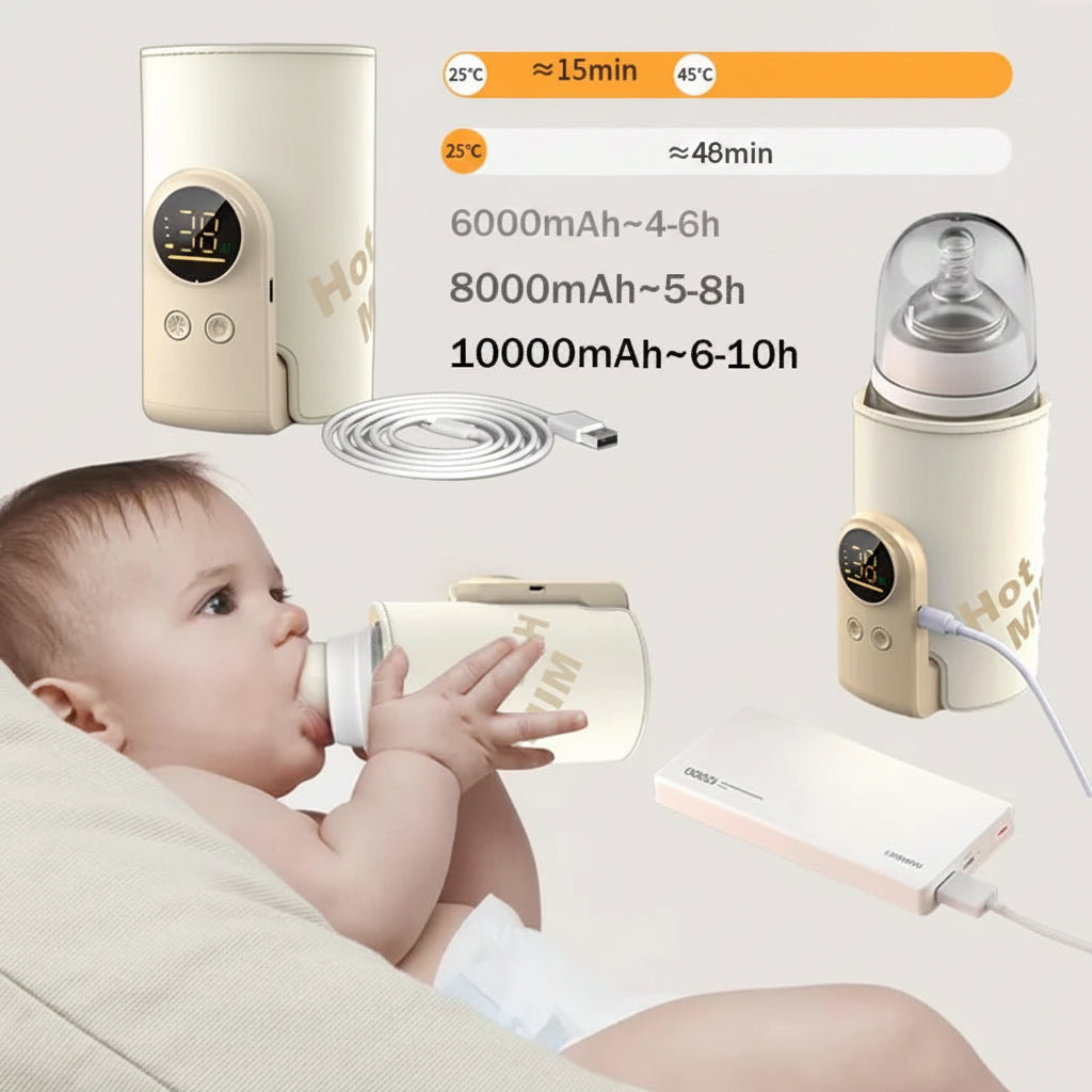 Portable Baby Bottle Warmer – 6-in-1 Travel Milk Warmer & Bottle Heating System