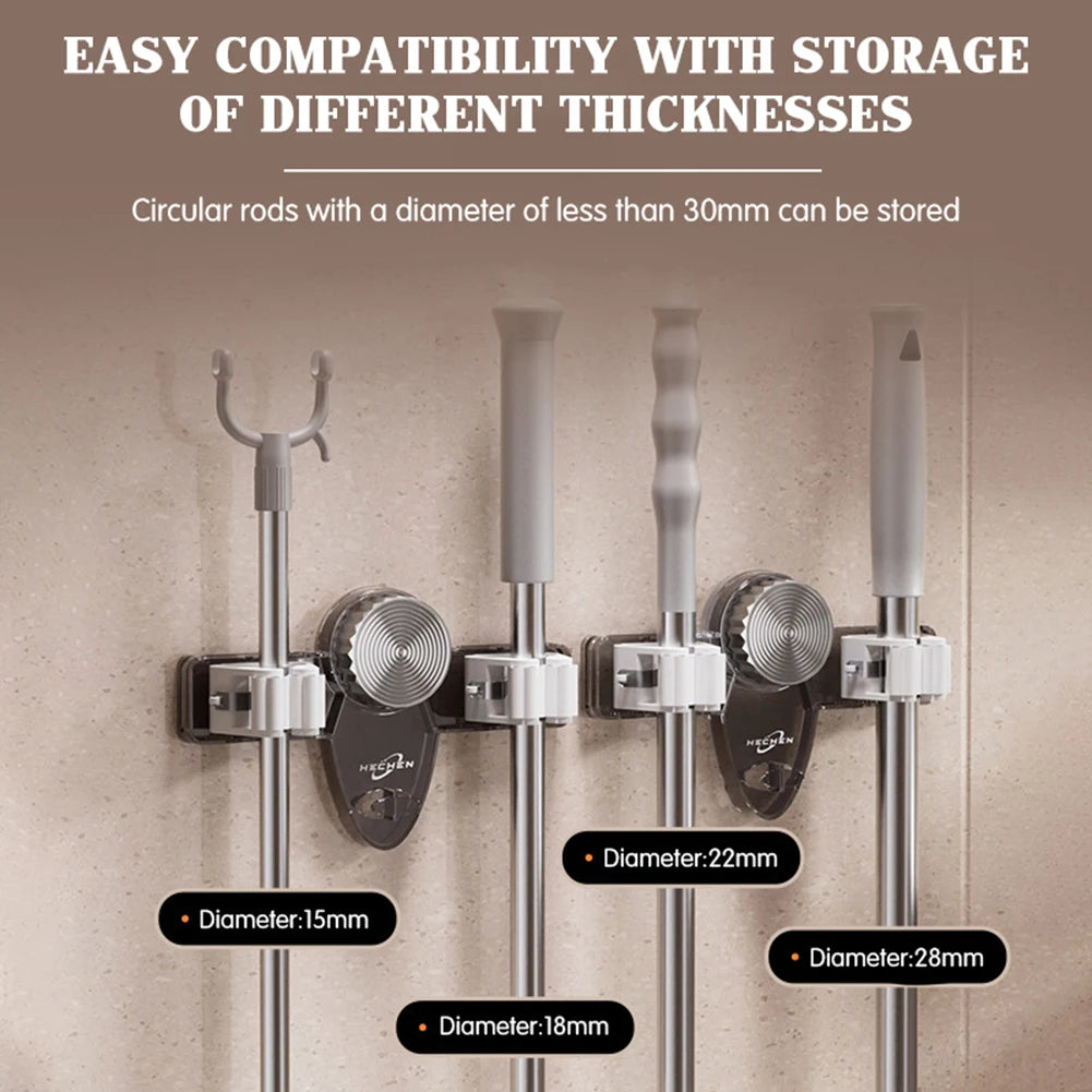 Wall Mount Mop Grippers – Self-Adhesive Broom & Cleaning Tool Holder