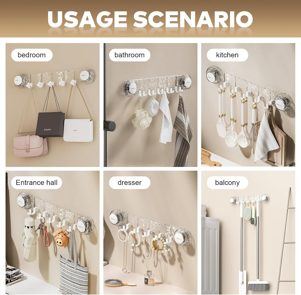 Heavy-Duty Wall-Mounted Suction Hooks – Reusable Vacuum Storage Hooks for Home